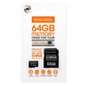 Road Angel 64 GB MicroSD Karte & Adapter - Speichereinheit für Halo Dashcams