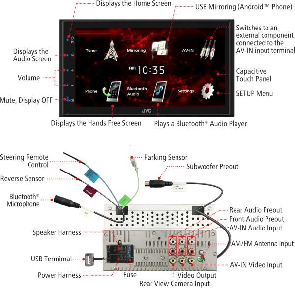 JVC KW-M180BT 6,8" Touch Autoradio – Doppel-DIN, Bluetooth, USB, Android Steuerung